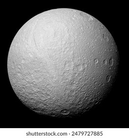 Tethys icy moon of planet Saturn - Powered by Shutterstock