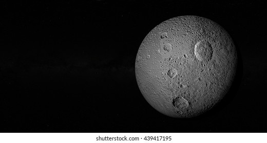 Tethys or Saturn III, mid-sized moon of Saturn on space bacground mid-sized moon of Saturn.3d rendering. Elements of this image furnished by NASA - Powered by Shutterstock