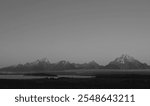 Teton Range during sunrise over Jackson Lake at Jackson Lake Lodge, Wyoming   