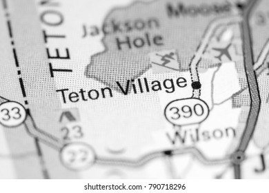 Teton Village. Wyoming. USA On A Map.