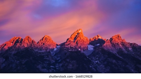 Tetons At Sunset, Wyoming, USA