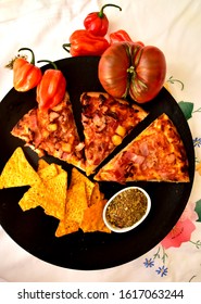 Tex Mex Pizza And Mexican Food On A Platter