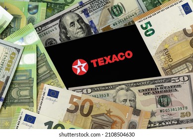 Texaco editorial. Illustrative photo for news about Texaco - an American oil brand of the Chevron Corporation. Novosibirsk,Russia - November, 2 - 2021