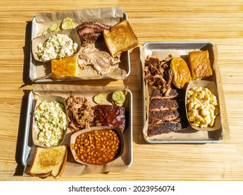 Texas Bbq Platter On Wooden Table 