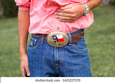 Texas Belt Buckle On Wedding Guest