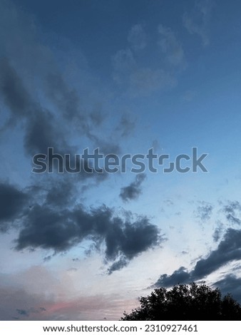 Texas Dusk Sky with Clouds and Tree Sihouette