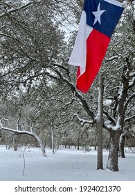 Texas Flag Against Snowy Background