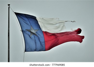 Texas Flag During Hurricane Harvey
