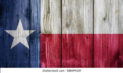 Texas Flag On Wood Texture Background