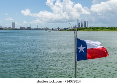 Texas Flag Over Galveston Bay 