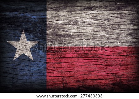 Texas flag pattern on wooden board texture ,retro vintage style