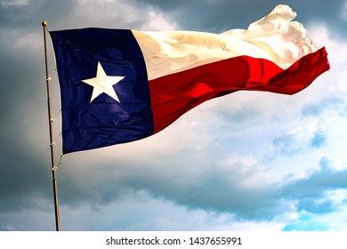 Texas Flag In A Summer Storm