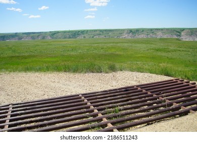 Texas Gate Outside Pasture In Western Canada