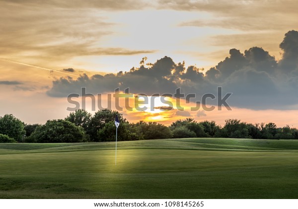 Texas Golf Course Fairway Sunset Stock Photo (Edit Now) 1098145265