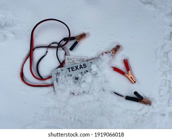 Texas has cars that are stuck due to the storm. Stores are running out of jumping cables as the situation remains the same for the fourth day in a row. Gas station are closed. 02.17.2021 Dallas.