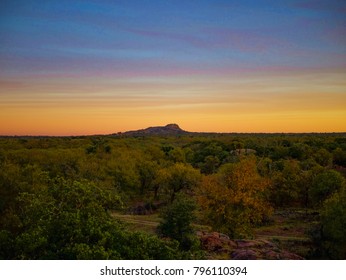 Texas hill country sunset in the fall. 