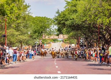 Texas, JUN 18 2022 - Sunny View Of The Cattle Drive Show