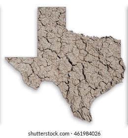 Texas Map With Baked, Dry Dirt Symbolizing Drought