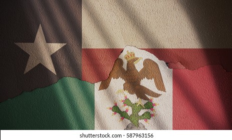 Texas And Mexican Empire Flag. Independence Day 