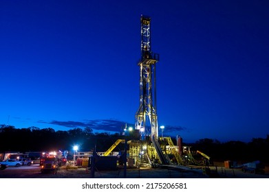 Texas Oil Rig At Night