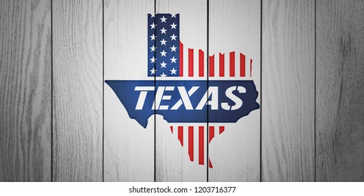 Texas Patriotic Map in White Wood Board Textured - Shutterstock ID 1203716377