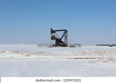 Texas Pump Jack In Snow