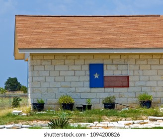 Texas Sign Flag On Side Of Rural Home