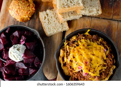 Texas Smokehouse Bbq Traditional Sides. Pork N Beans, Coleslaw, Potato Salad, Pickeled Onions, Cucumbers Jalapenos Homemade Corn Bread Typically Served With Bbq Meats And Chicken. 