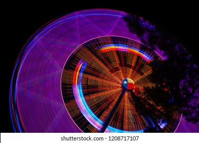 Texas Star Ferris Wheel At Night At State Fair Of Texas.