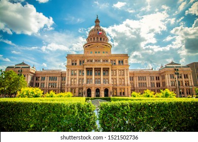 The Texas State Capitol With Open-air Rotunda. It Was Completed In 1888 In Downtown Austin. It Contains The Offices And Chambers Of The Texas Legislature And The Office Of The Governor.