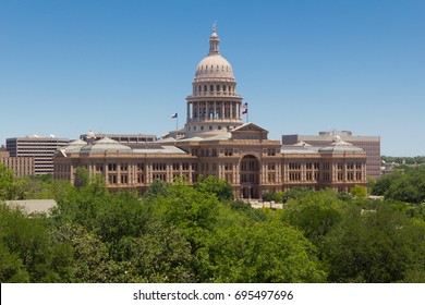 the Texas State Capitol seen from a quarter mile distance