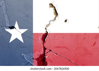 Texas state flag icon grunge pattern painted on old weathered broken wall background, abstract US Texas politics economy society history issues concept texture wallpaper
