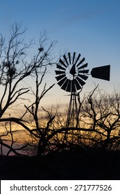 Texas Sunset With Windmill