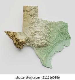 Texas Topographic Relief Map - 3D Render