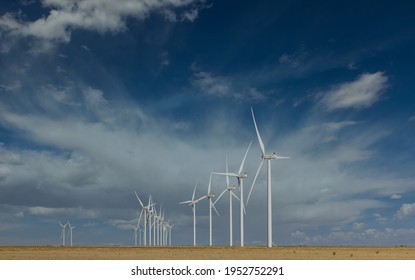 Texas Wind Turbine Farms In The Beautiful Sky In West Texas