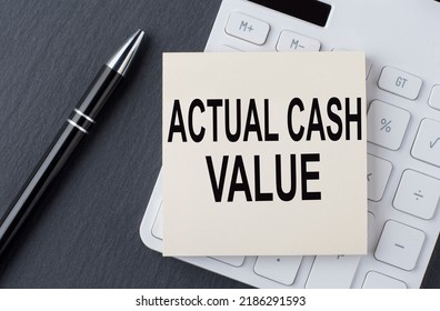 Text ACV - Actual Cash Value on sticker on the calculator, business concept - Shutterstock ID 2186291593