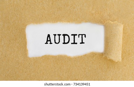 Text Audit appearing behind ripped brown paper - Shutterstock ID 734139451