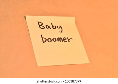 Text Baby Boomer On The Short Note Texture Background