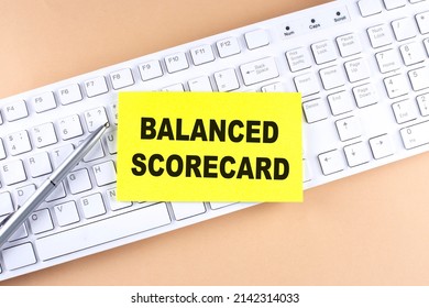 Text BALANCED SCORECARD Text On Sticky On Keyboard, Business Concept