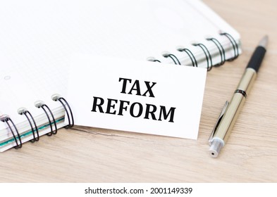 Text Caption Inspiration Showing Tax Reform. Business Concept For Government Change In Taxes Written On Sticky Note On The Wooden Background.