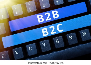 Text caption presenting B2B B2C. Business concept two types for sending emails to other showing Outlook accounts