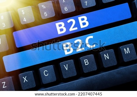 Text caption presenting B2B B2C. Business concept two types for sending emails to other showing Outlook accounts