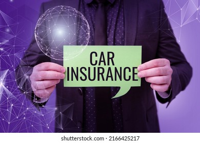 Text caption presenting Car Insurance. Word Written on Accidents coverage Comprehensive Policy Motor Vehicle Guaranty Businessman in suit holding paper represents global innovative thinking. - Shutterstock ID 2166425217