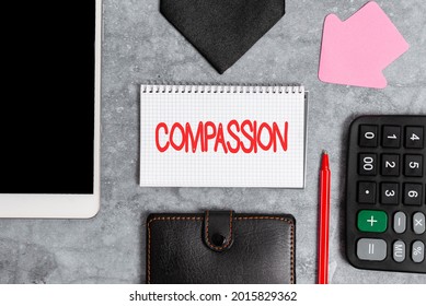 Text caption presenting Compassion. Concept meaning empathy and concern for the pain or misfortune of others Smartphone Voice And Video Calls, Displaying Pocket Contents