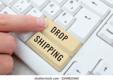 Text caption presenting Drop Shipping. Concept meaning to send goods from a manufacturer directly to a customer instead of to the retailer