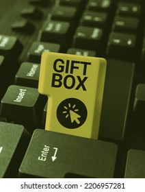 Text caption presenting Gift Box. Business concept A small cointainer with designs capable of handling presents