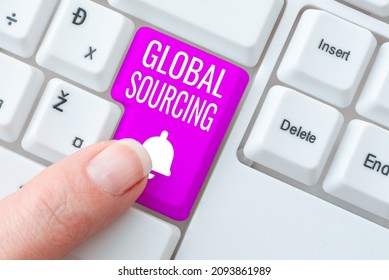 Text caption presenting Global Sourcing. Word Written on practice of sourcing from the global market for goods Publishing Typewritten Fantasy Short Story, Typing Online Memorandum