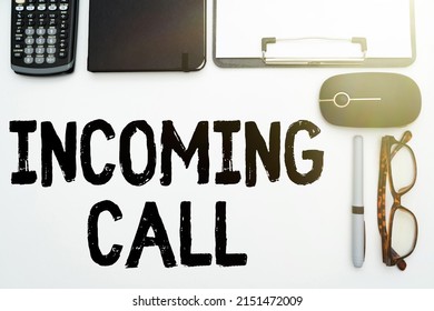 Text caption presenting Incoming Call. Business concept Inbound Received Caller ID Telephone Voicemail Vidcall Flashy School Office Supplies, Teaching Learning Collections, Writing Tools,