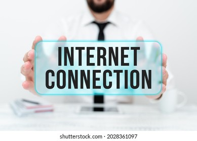 Text caption presenting Internet Connection. Word Written on The way one gains access or connection to the Internet Presenting Communication Technology Smartphone Voice And Video Calling