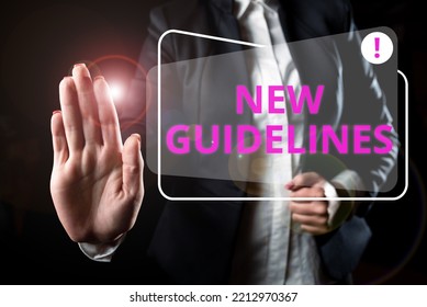 Text Caption Presenting New Guidelines. Business Showcase A New List Of Goals To Achieved Or To Meet